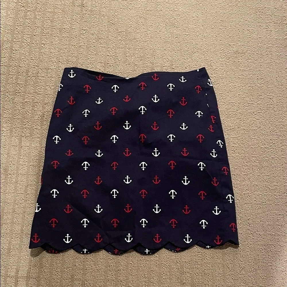 Talbots Navy Mini Skirt with Red and White Anchors